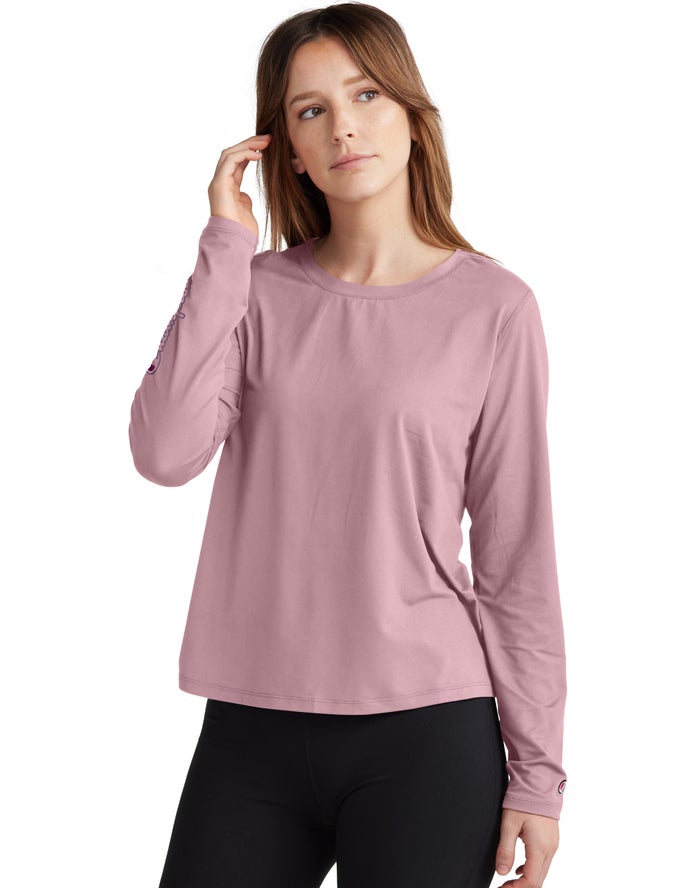 Champion Soft Touch Cutout Long-Sleeve Kadın Tişört Bej Rengi ( ZEJVTM520 )